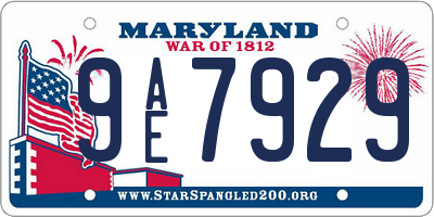 MD license plate 9AE7929