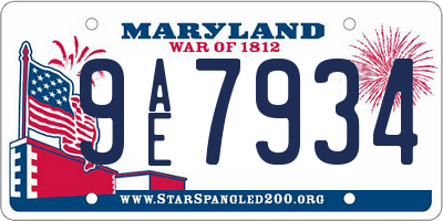 MD license plate 9AE7934