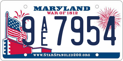 MD license plate 9AE7954