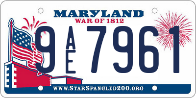 MD license plate 9AE7961