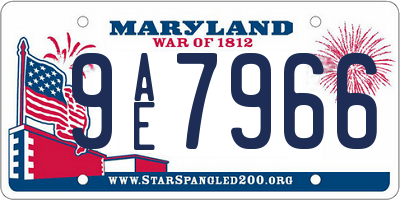 MD license plate 9AE7966