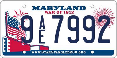 MD license plate 9AE7992