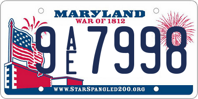 MD license plate 9AE7998
