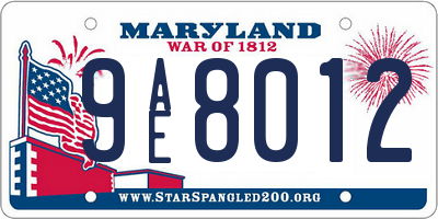 MD license plate 9AE8012
