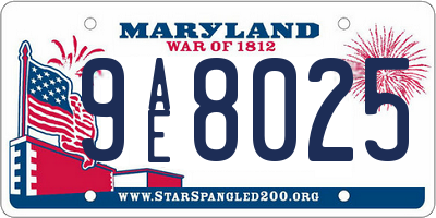 MD license plate 9AE8025