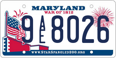 MD license plate 9AE8026