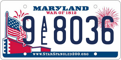 MD license plate 9AE8036