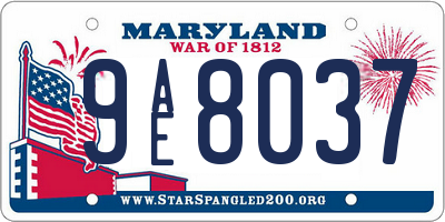 MD license plate 9AE8037