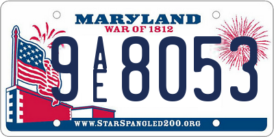 MD license plate 9AE8053
