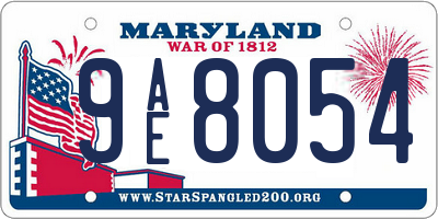 MD license plate 9AE8054