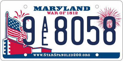 MD license plate 9AE8058