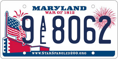MD license plate 9AE8062