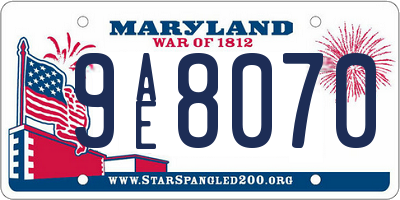 MD license plate 9AE8070