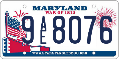 MD license plate 9AE8076