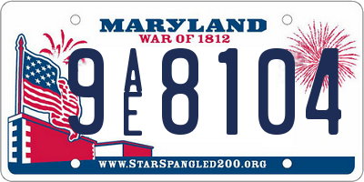 MD license plate 9AE8104