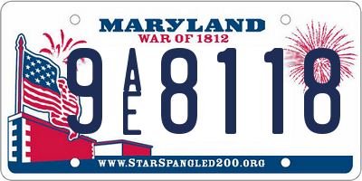 MD license plate 9AE8118