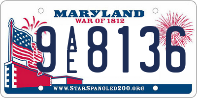 MD license plate 9AE8136