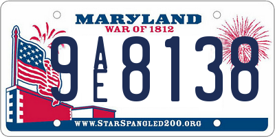 MD license plate 9AE8138