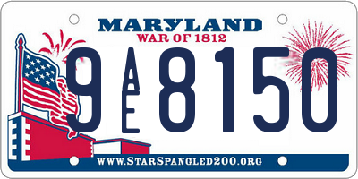 MD license plate 9AE8150