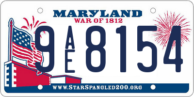 MD license plate 9AE8154