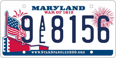 MD license plate 9AE8156