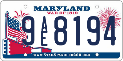 MD license plate 9AE8194