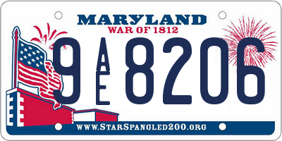 MD license plate 9AE8206