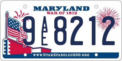 MD license plate 9AE8212