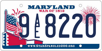 MD license plate 9AE8220