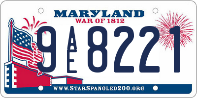 MD license plate 9AE8221