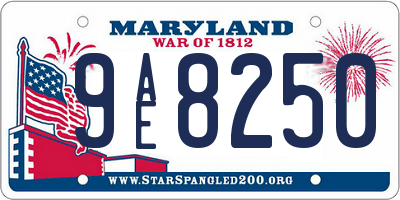 MD license plate 9AE8250