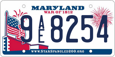 MD license plate 9AE8254
