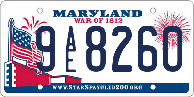 MD license plate 9AE8260
