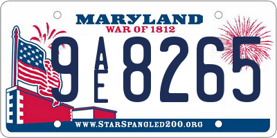 MD license plate 9AE8265