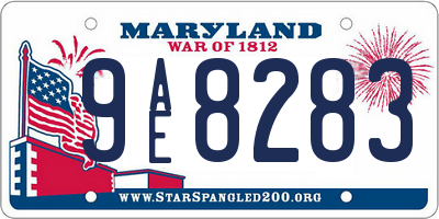 MD license plate 9AE8283