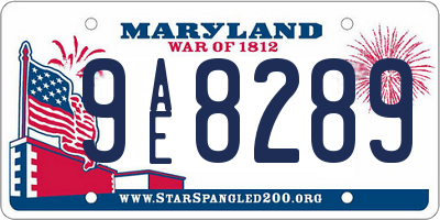 MD license plate 9AE8289