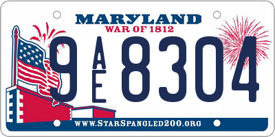 MD license plate 9AE8304