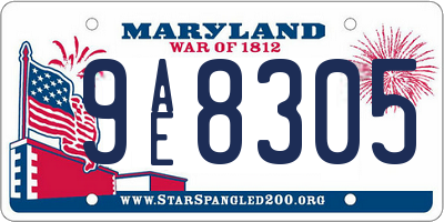 MD license plate 9AE8305