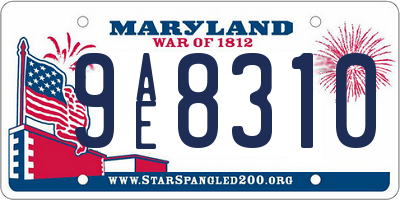 MD license plate 9AE8310