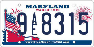 MD license plate 9AE8315