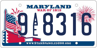 MD license plate 9AE8316
