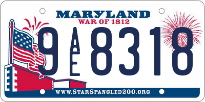MD license plate 9AE8318