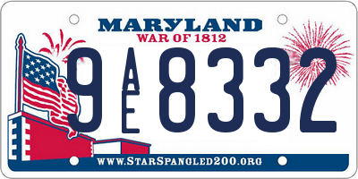 MD license plate 9AE8332