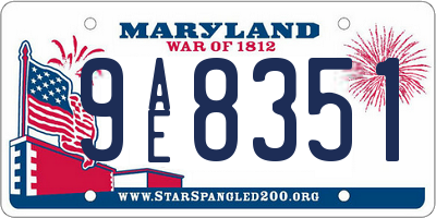 MD license plate 9AE8351
