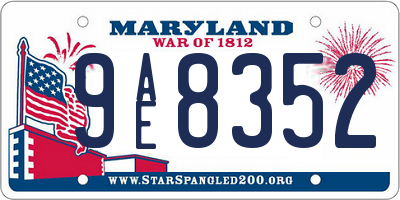 MD license plate 9AE8352