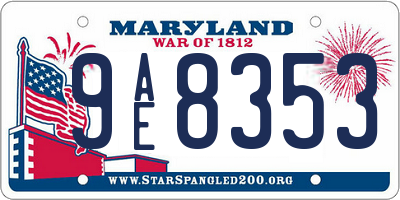 MD license plate 9AE8353