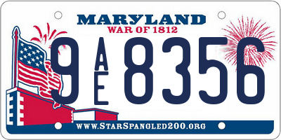 MD license plate 9AE8356