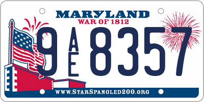 MD license plate 9AE8357