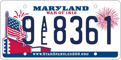 MD license plate 9AE8361