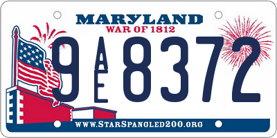 MD license plate 9AE8372